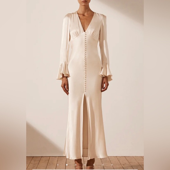 Shona Joy Midi Frill Cuff Dress, US size 4 - Picture 1 of 8